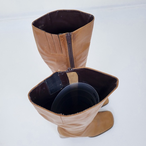 90's Aldo Square Toe Boots block heel chunky fitted tight side zipper calf - Picture 9 of 15